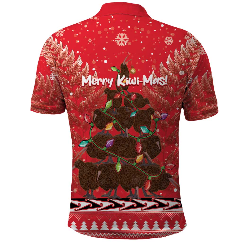 Kiwi New Zealand Christmas Polo Shirt Meri Kirihimete Silver Fern - Red Color - Vibe Hoodie Shop