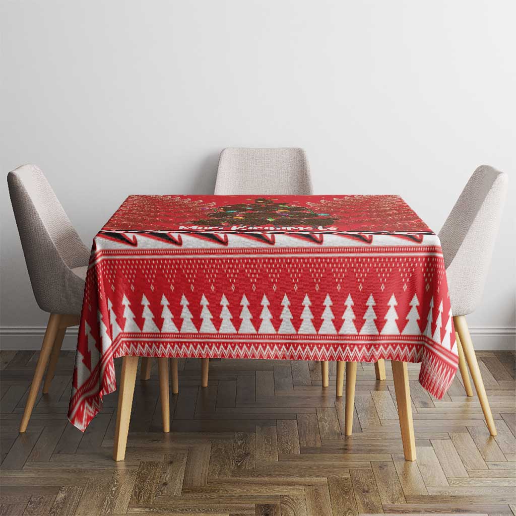 Kiwi New Zealand Christmas Tablecloth Meri Kirihimete Silver Fern - Red Color