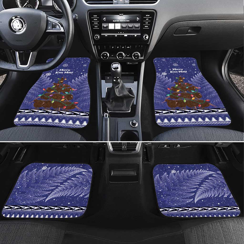 Kiwi New Zealand Christmas Car Mats Meri Kirihimete Silver Fern - Blue Color