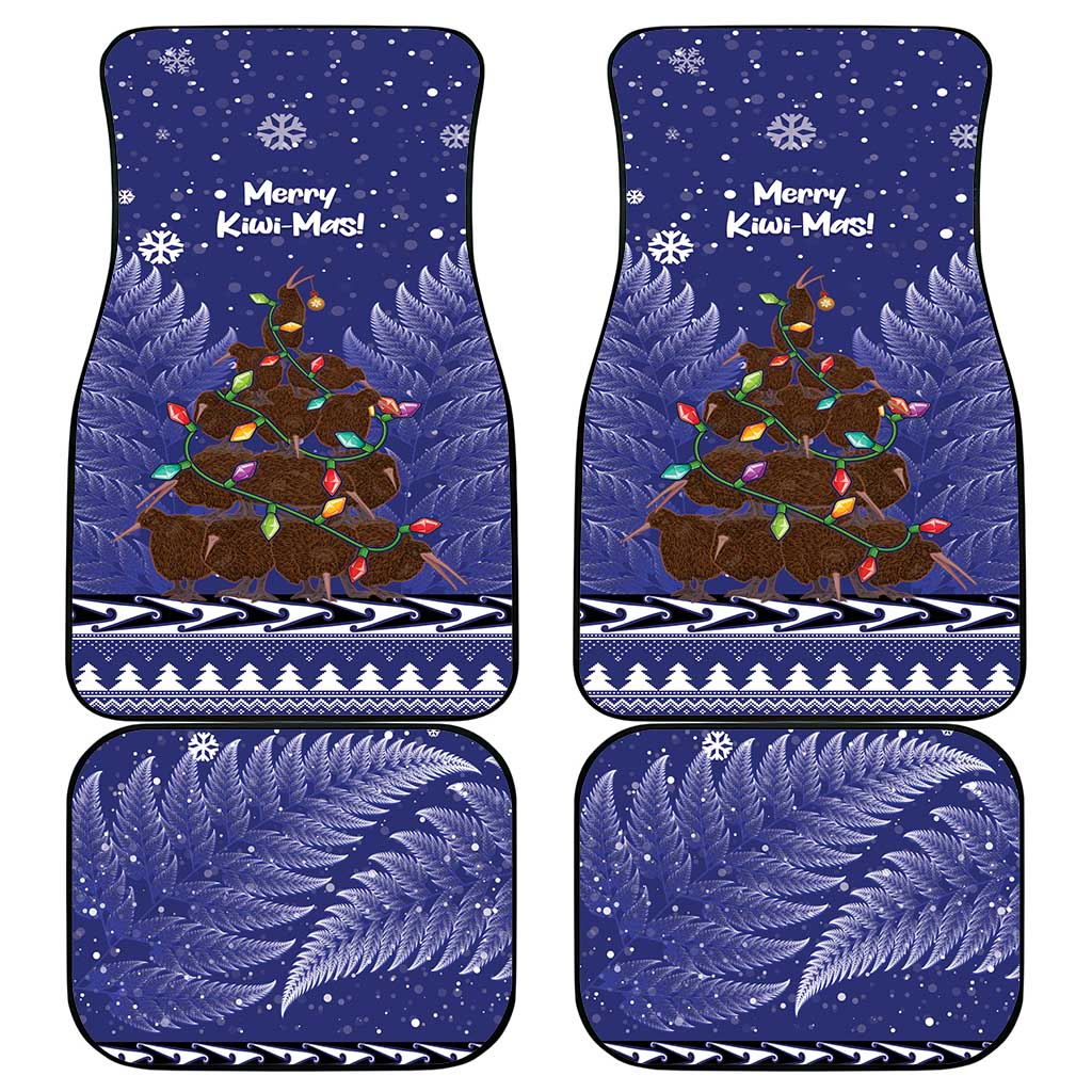 Kiwi New Zealand Christmas Car Mats Meri Kirihimete Silver Fern - Blue Color