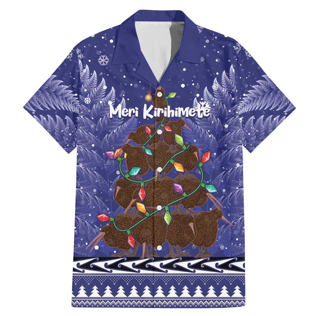 Kiwi New Zealand Christmas Family Matching Mermaid Dress and Hawaiian Shirt Meri Kirihimete Silver Fern - Blue Color