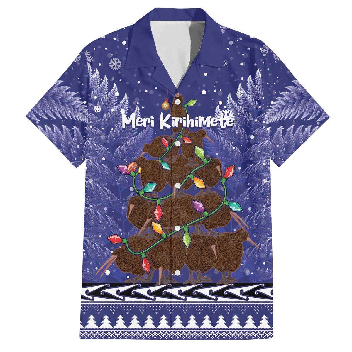 Kiwi New Zealand Christmas Family Matching Off The Shoulder Long Sleeve Dress and Hawaiian Shirt Meri Kirihimete Silver Fern - Blue Color