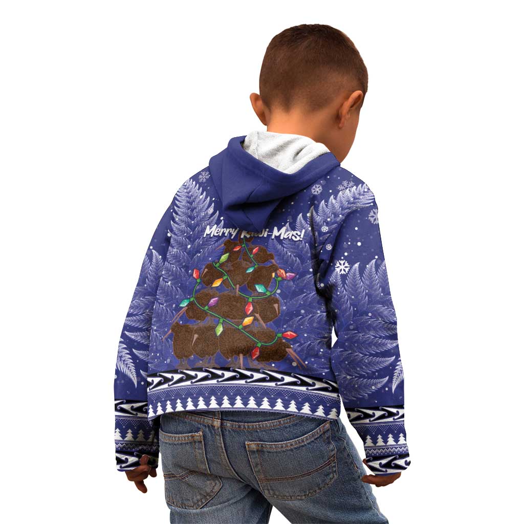 Kiwi New Zealand Christmas Kid Hoodie Meri Kirihimete Silver Fern - Blue Color - Vibe Hoodie Shop