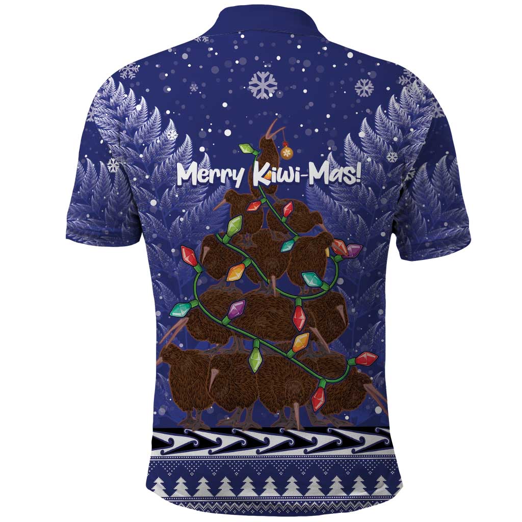 Kiwi New Zealand Christmas Polo Shirt Meri Kirihimete Silver Fern - Blue Color - Vibe Hoodie Shop