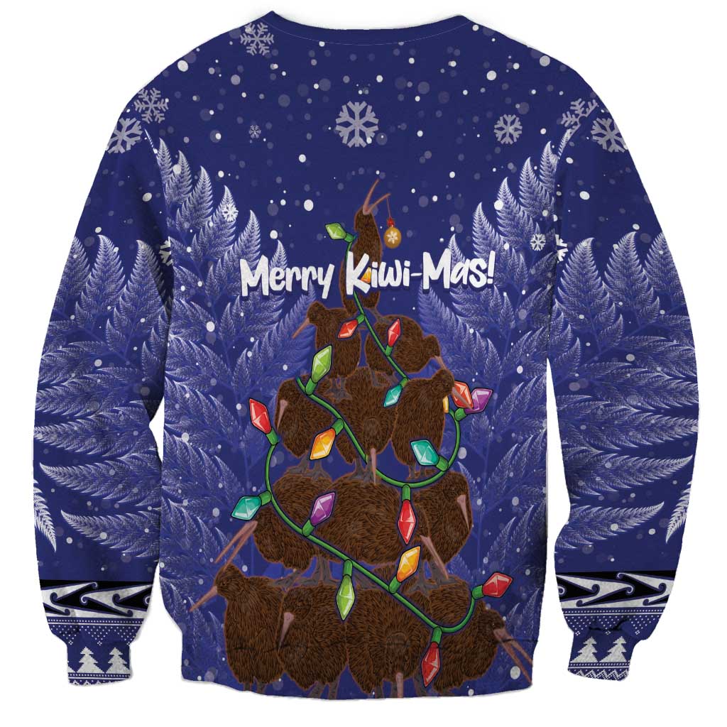 Kiwi New Zealand Christmas Sweatshirt Meri Kirihimete Silver Fern - Blue Color - Vibe Hoodie Shop