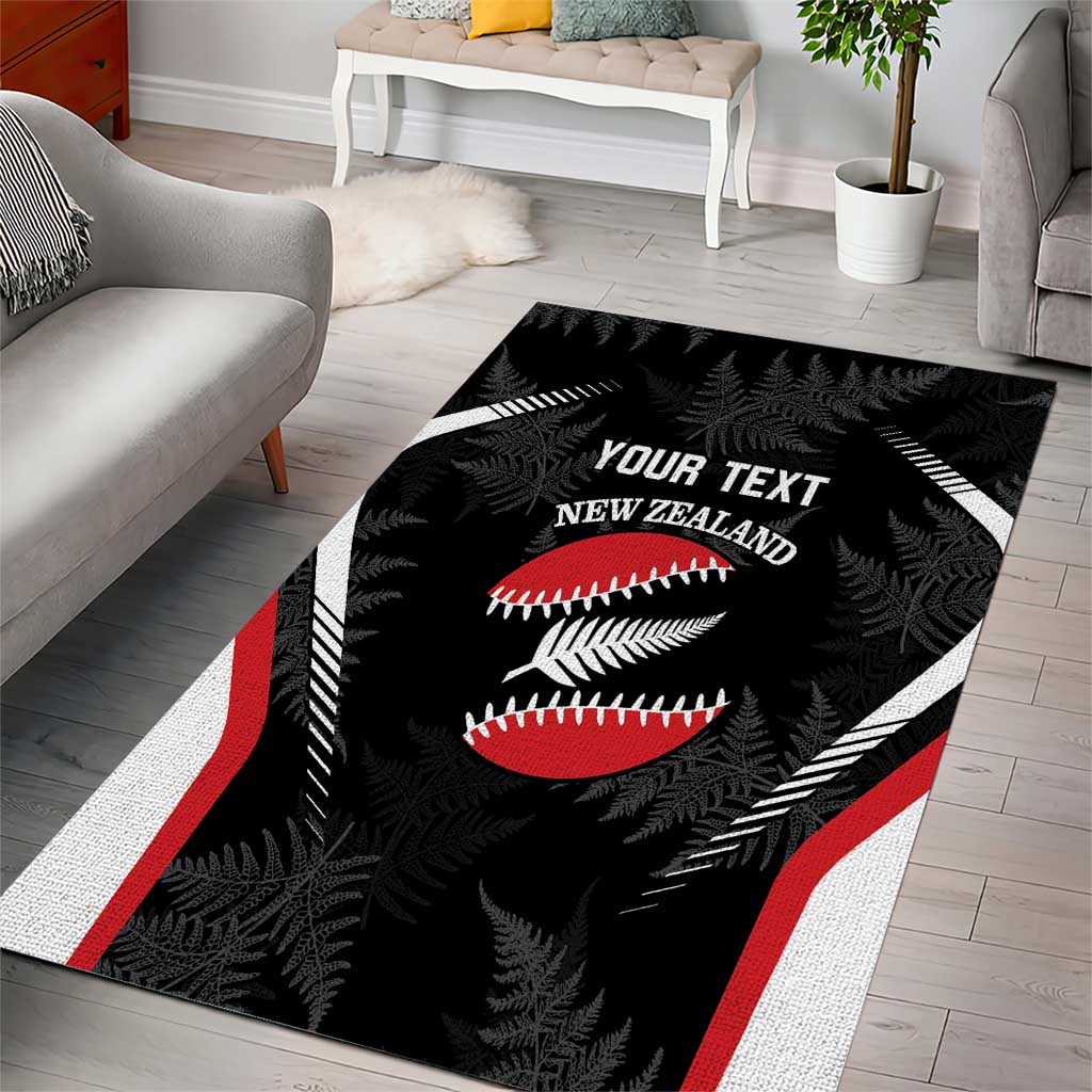 Custom New Zealand Silver Fern Softball Area Rug Go Aotearoa - Vibe Hoodie Shop