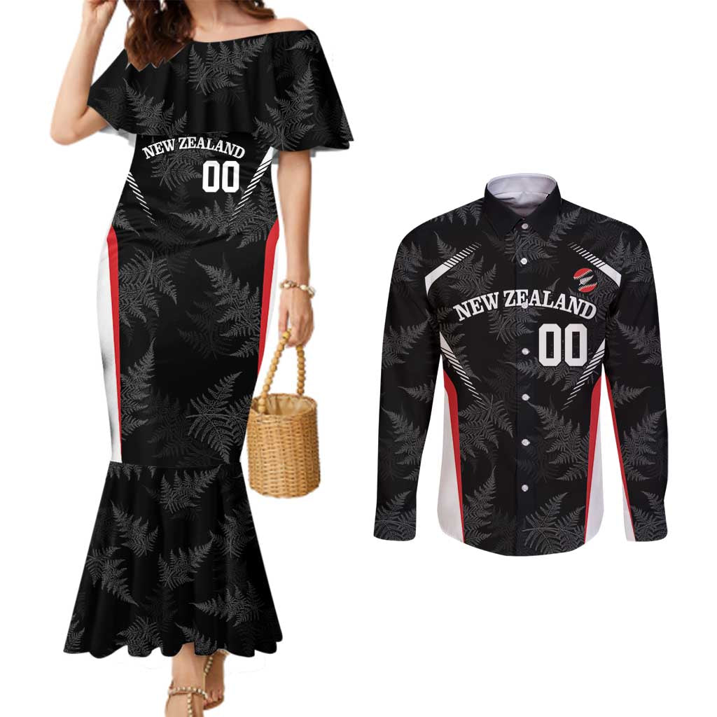 Custom New Zealand Silver Fern Softball Couples Matching Mermaid Dress and Long Sleeve Button Shirt Go Aotearoa