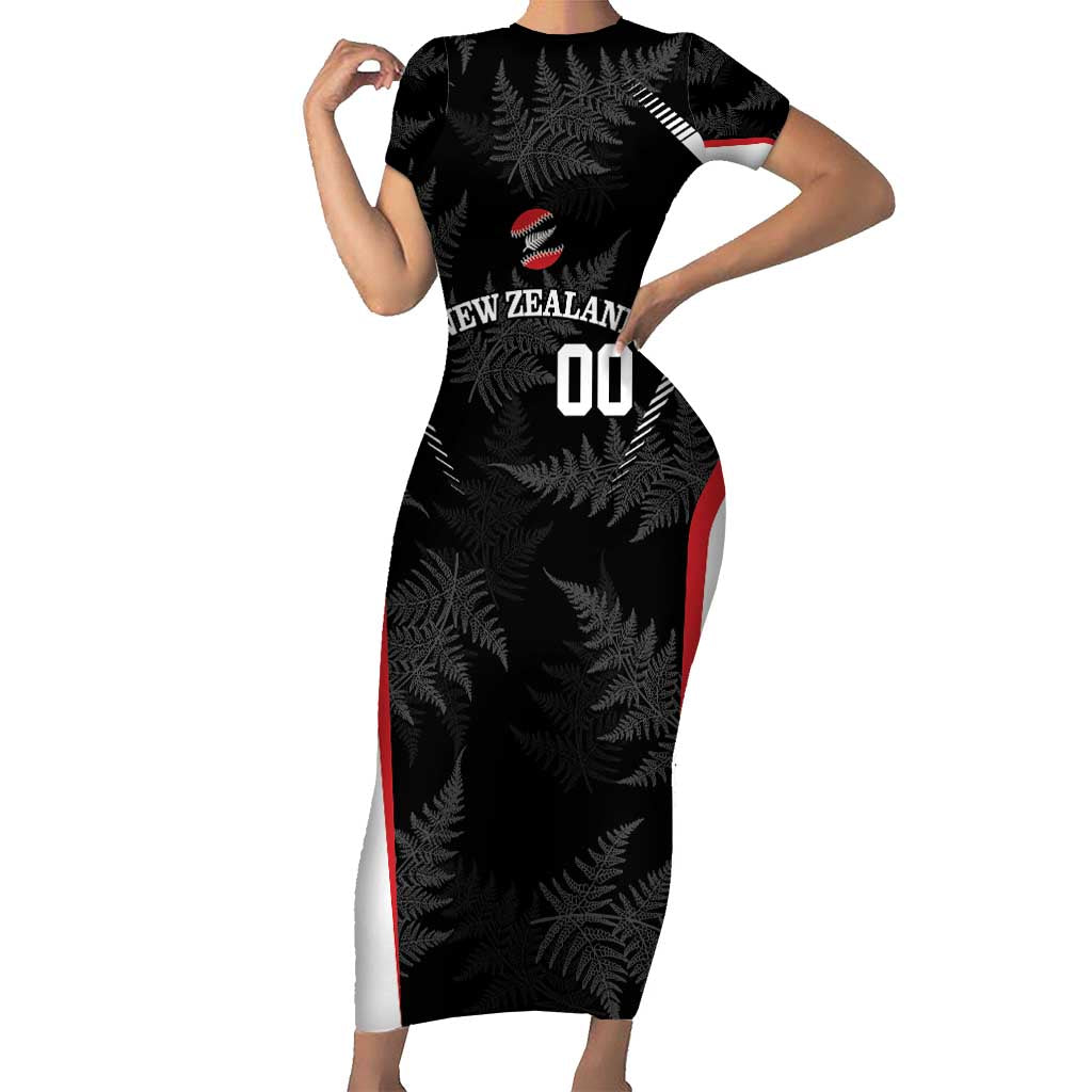 Custom New Zealand Silver Fern Softball Family Matching Short Sleeve Bodycon Dress and Hawaiian Shirt Go Aotearoa