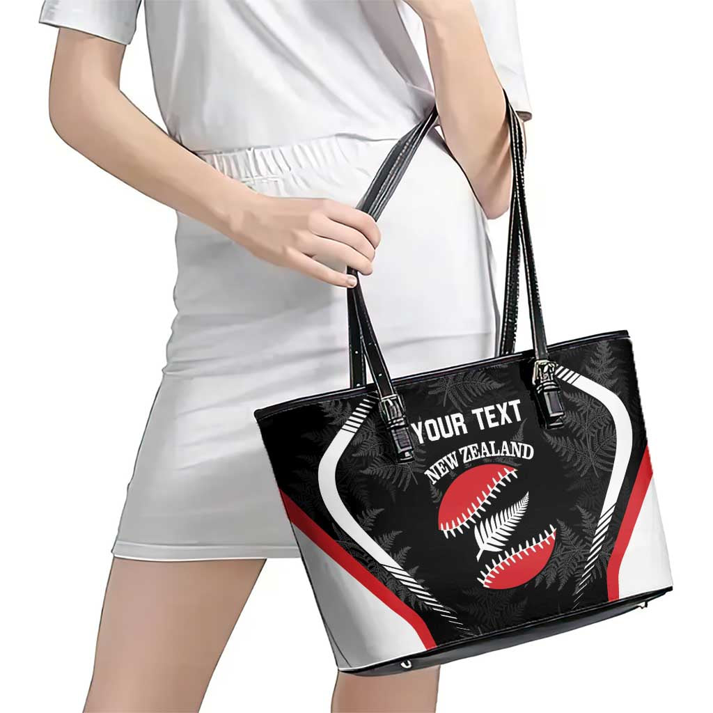 Custom New Zealand Silver Fern Softball Leather Tote Bag Go Aotearoa