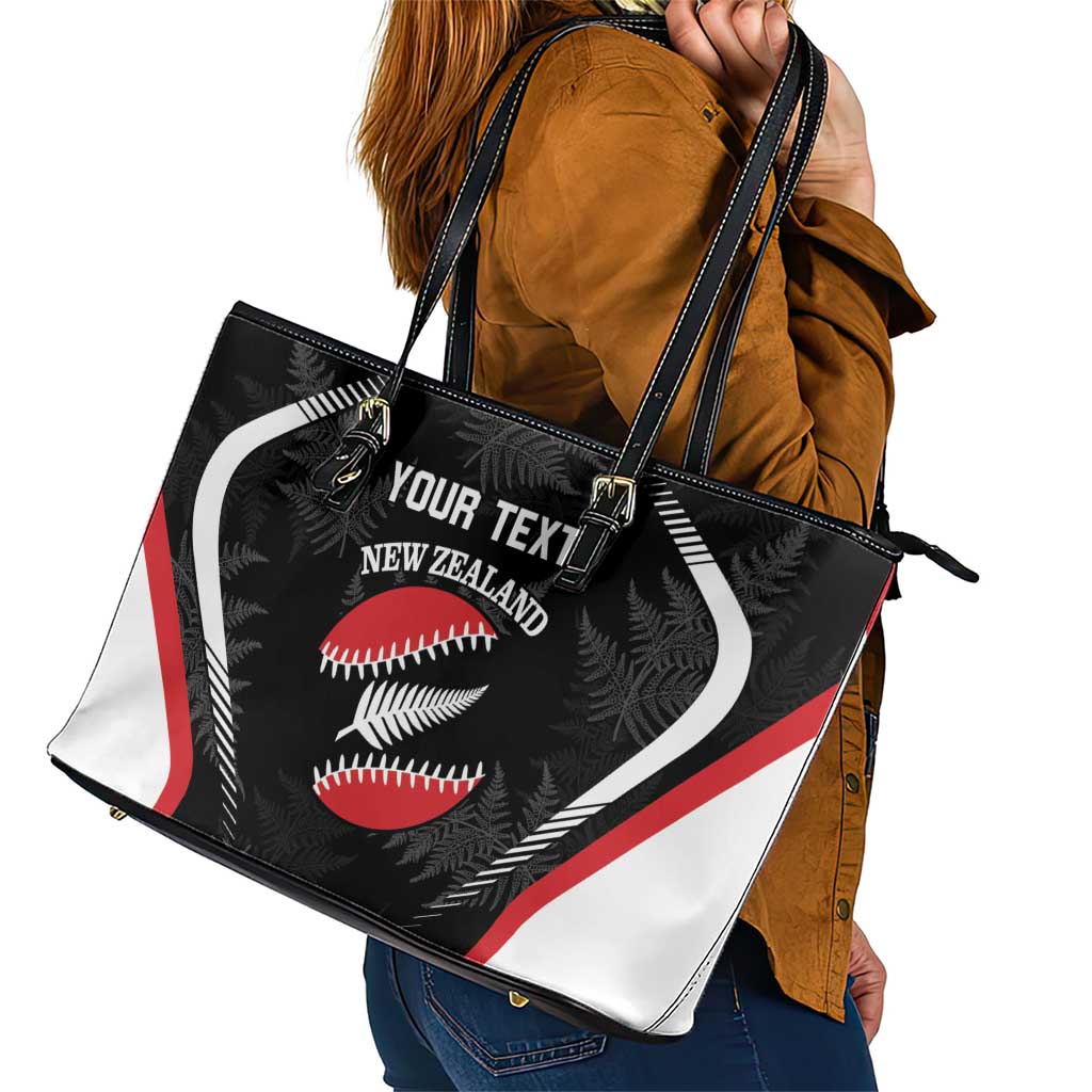 Custom New Zealand Silver Fern Softball Leather Tote Bag Go Aotearoa