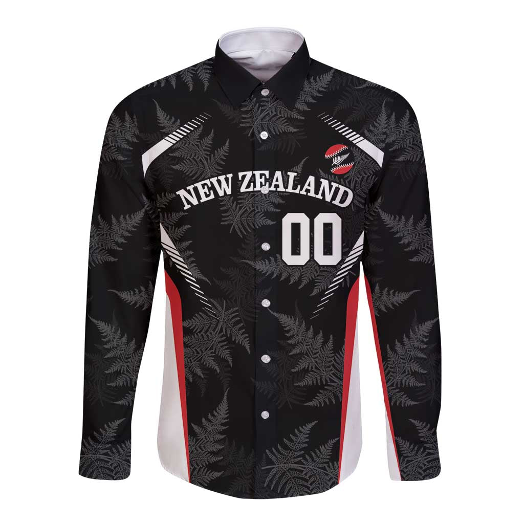 Custom New Zealand Silver Fern Softball Long Sleeve Button Shirt Go Aotearoa - Vibe Hoodie Shop