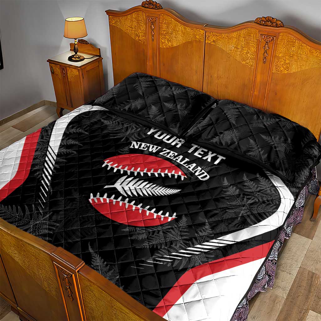 Custom New Zealand Silver Fern Softball Quilt Bed Set Go Aotearoa - Vibe Hoodie Shop