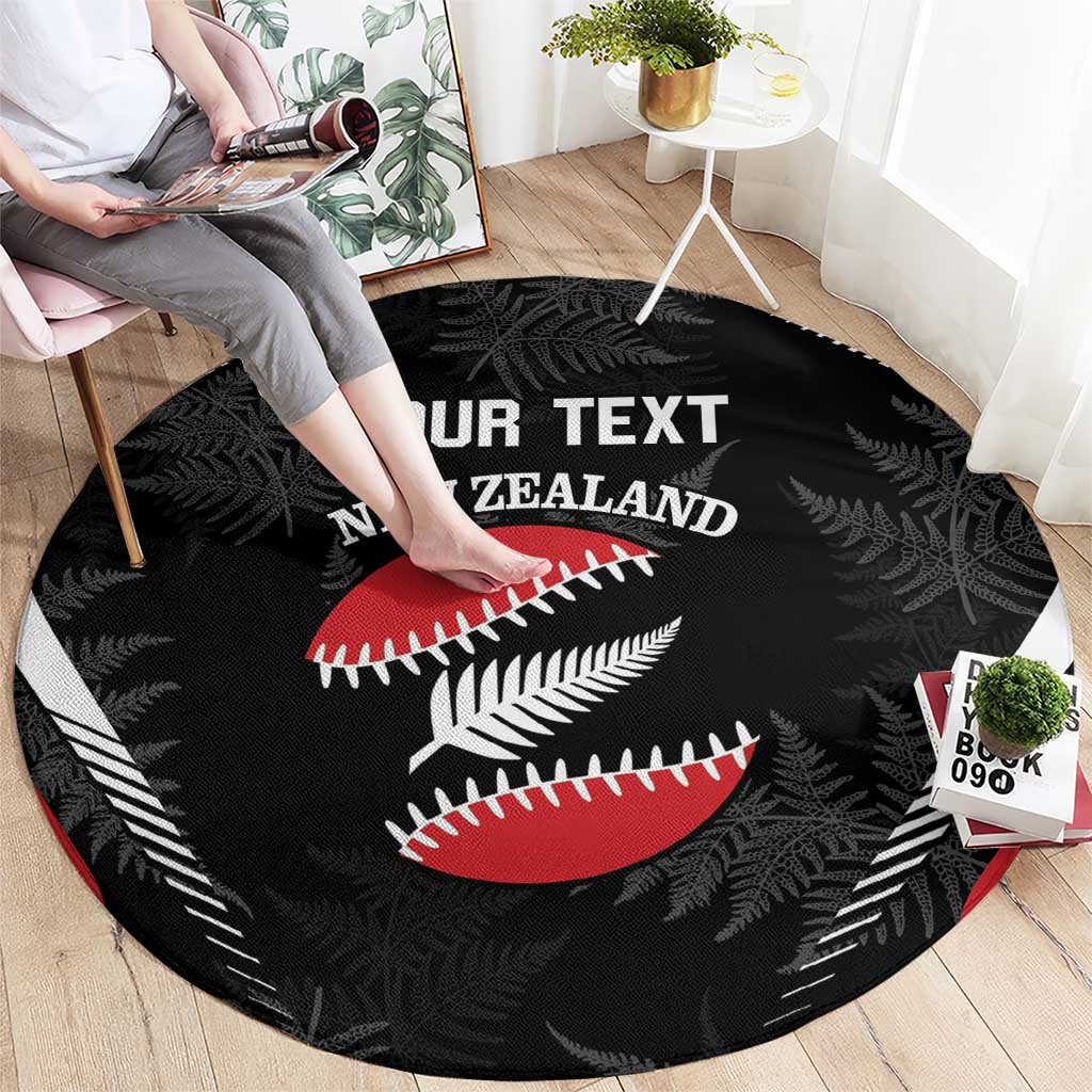 Custom New Zealand Silver Fern Softball Round Carpet Go Aotearoa