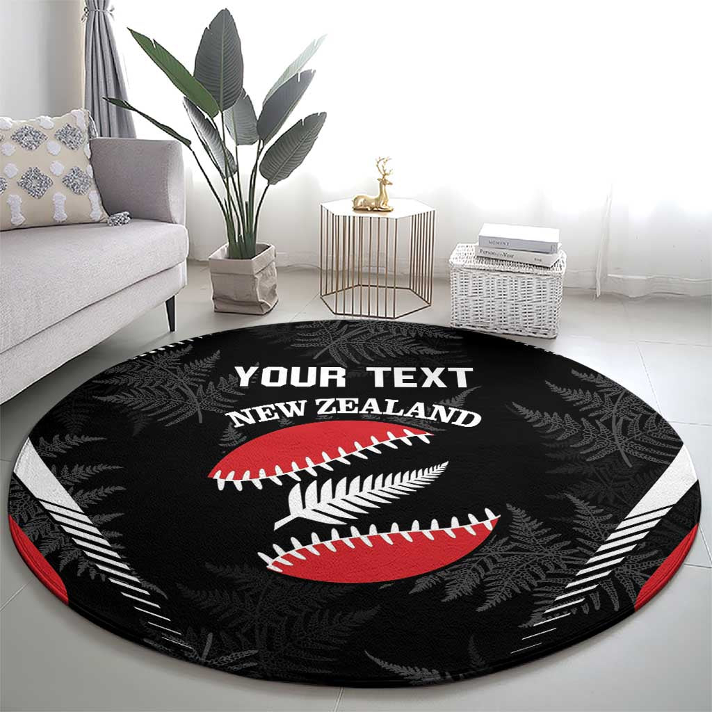 Custom New Zealand Silver Fern Softball Round Carpet Go Aotearoa