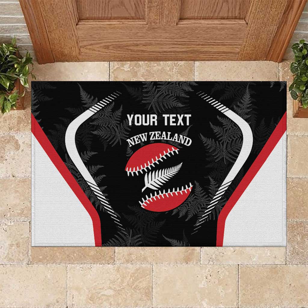 Custom New Zealand Silver Fern Softball Rubber Doormat Go Aotearoa