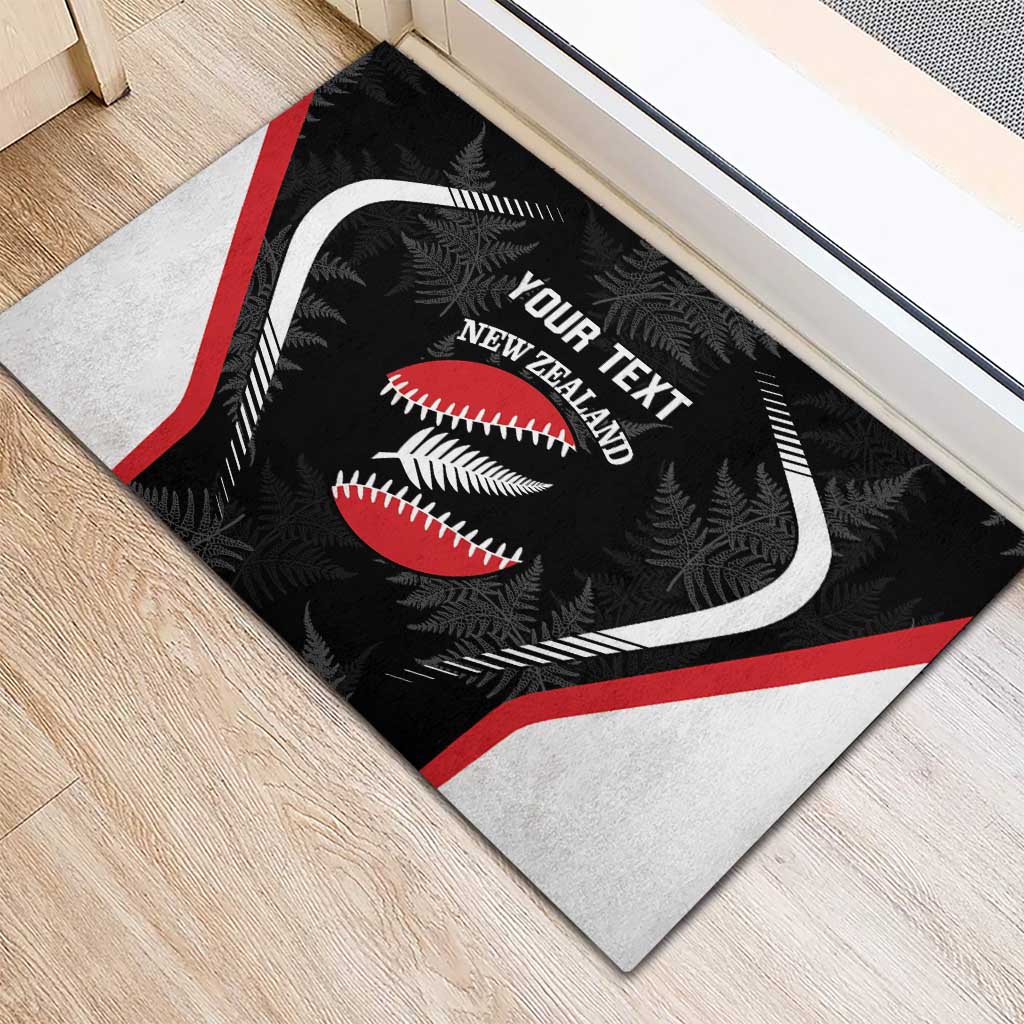 Custom New Zealand Silver Fern Softball Rubber Doormat Go Aotearoa