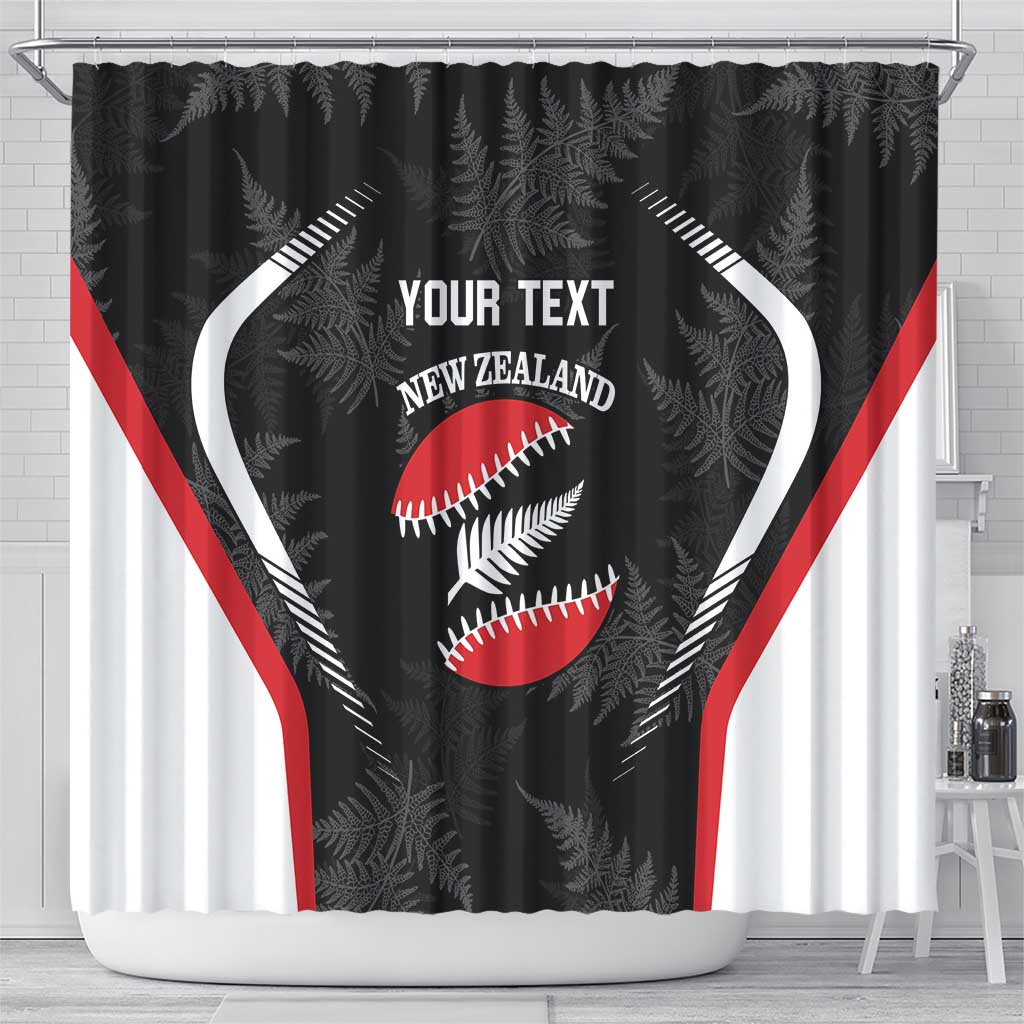 Custom New Zealand Silver Fern Softball Shower Curtain Go Aotearoa