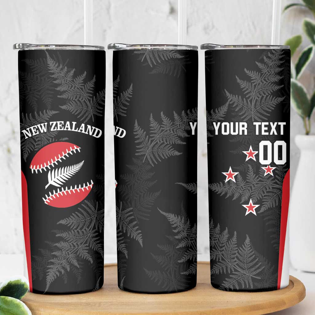 Personalised New Zealand Silver Fern Softball Skinny Tumbler Go Aotearoa LT14