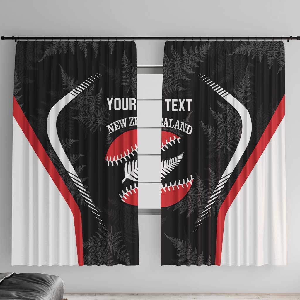 Custom New Zealand Silver Fern Softball Window Curtain Go Aotearoa