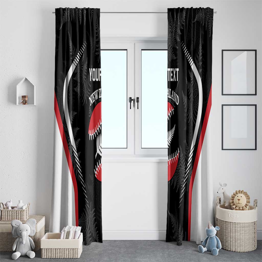 Custom New Zealand Silver Fern Softball Window Curtain Go Aotearoa