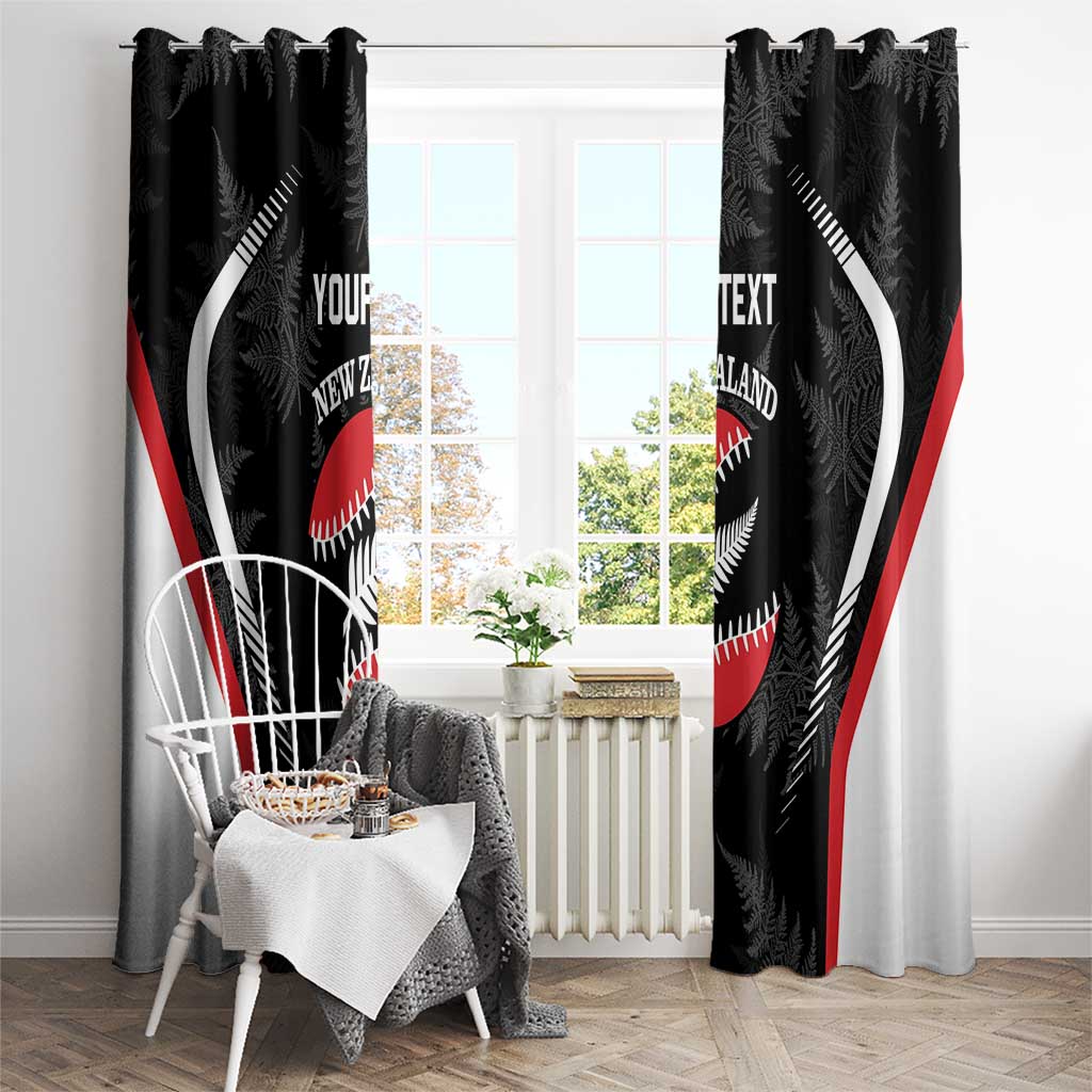 Custom New Zealand Silver Fern Softball Window Curtain Go Aotearoa