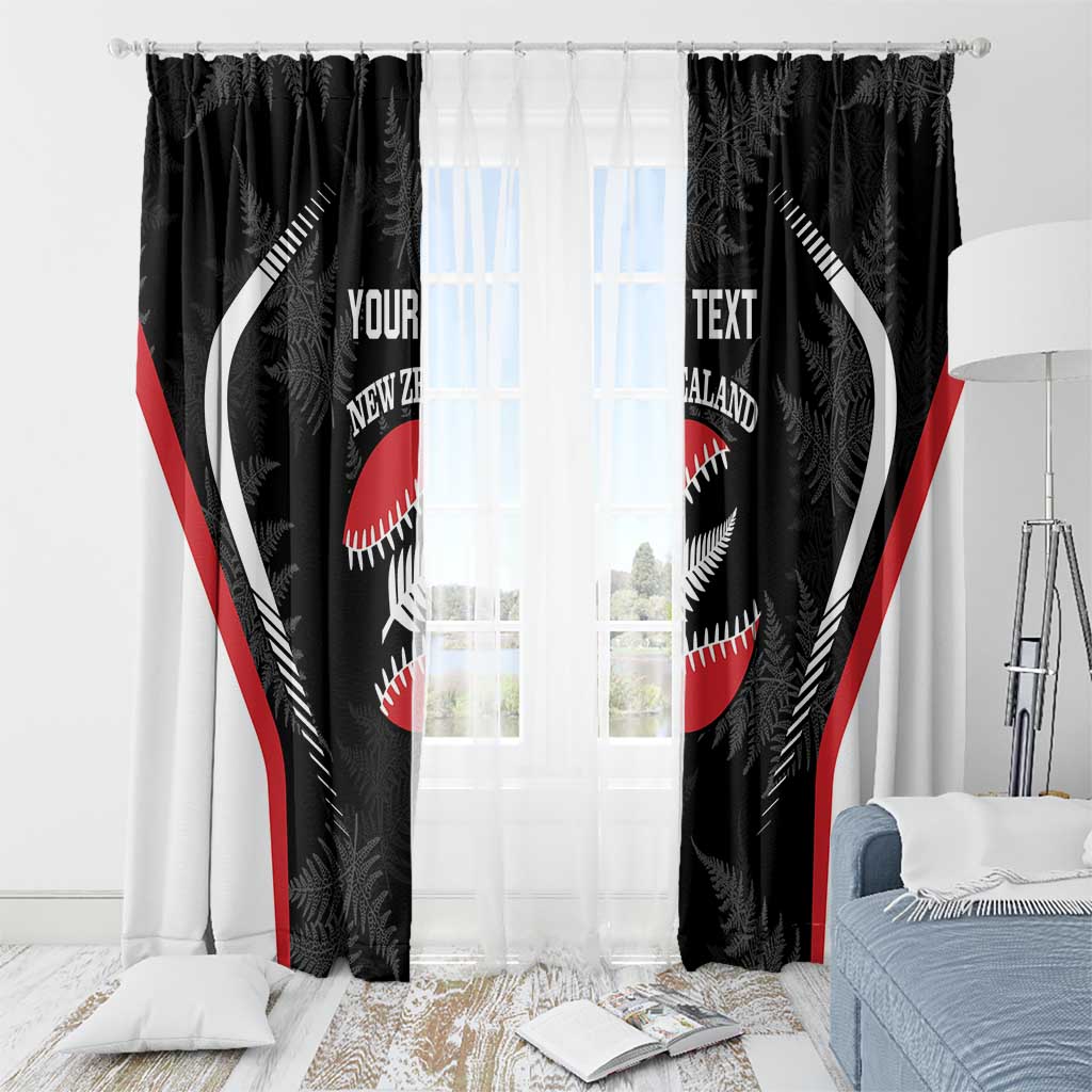 Custom New Zealand Silver Fern Softball Window Curtain Go Aotearoa