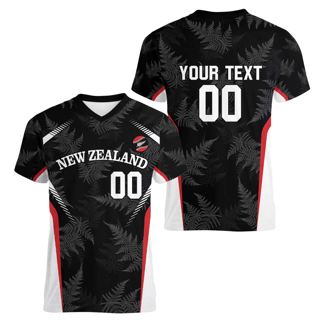 Custom New Zealand Silver Fern Softball Women V-Neck T-Shirt Go Aotearoa - Vibe Hoodie Shop