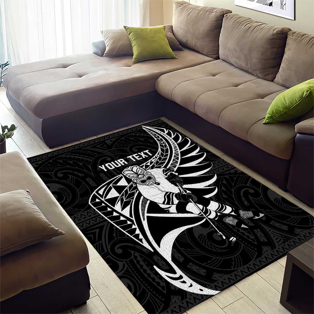 Custom Aotearoa Ice Hockey Area Rug NZ Tiki Mascot - Maori Pattern - Vibe Hoodie Shop