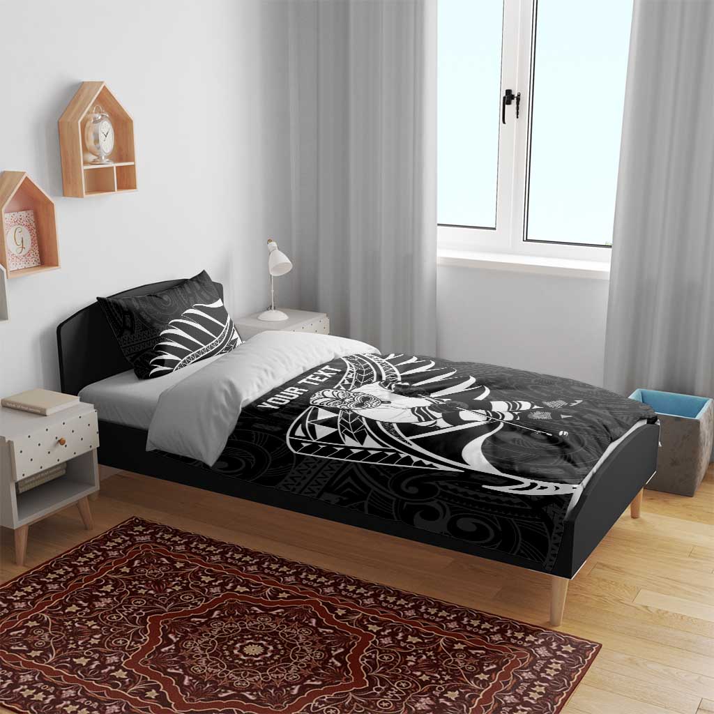 Custom Aotearoa Ice Hockey Bedding Set NZ Tiki Mascot - Maori Pattern - Vibe Hoodie Shop