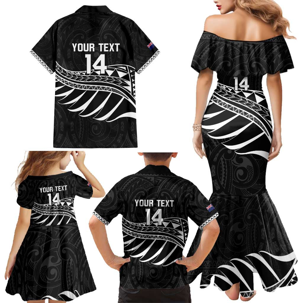 Custom Aotearoa Ice Hockey Family Matching Mermaid Dress and Hawaiian Shirt NZ Tiki Mascot - Maori Pattern