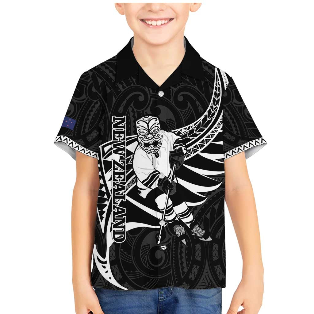 Custom Aotearoa Ice Hockey Family Matching Mermaid Dress and Hawaiian Shirt NZ Tiki Mascot - Maori Pattern