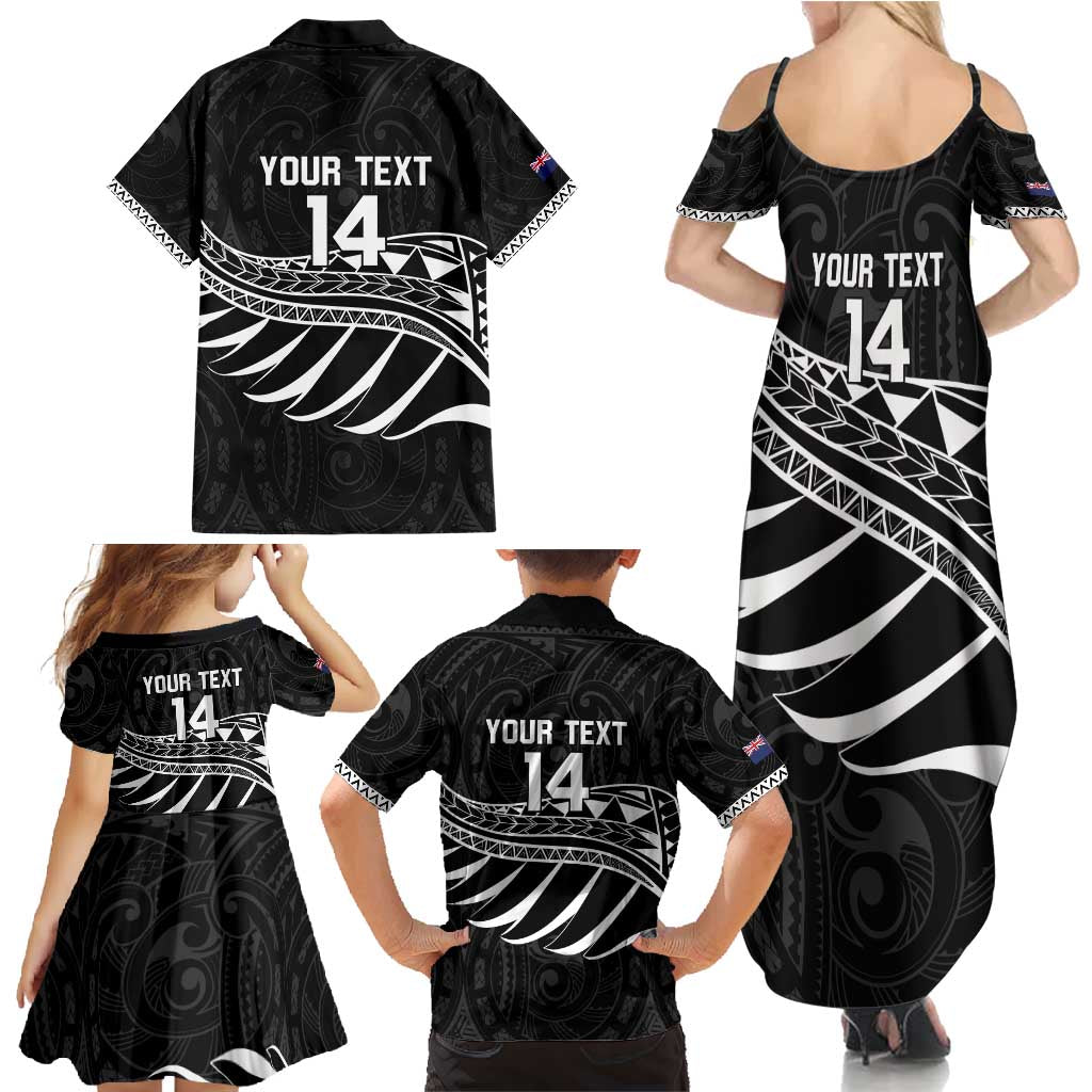 Custom Aotearoa Ice Hockey Family Matching Summer Maxi Dress and Hawaiian Shirt NZ Tiki Mascot - Maori Pattern