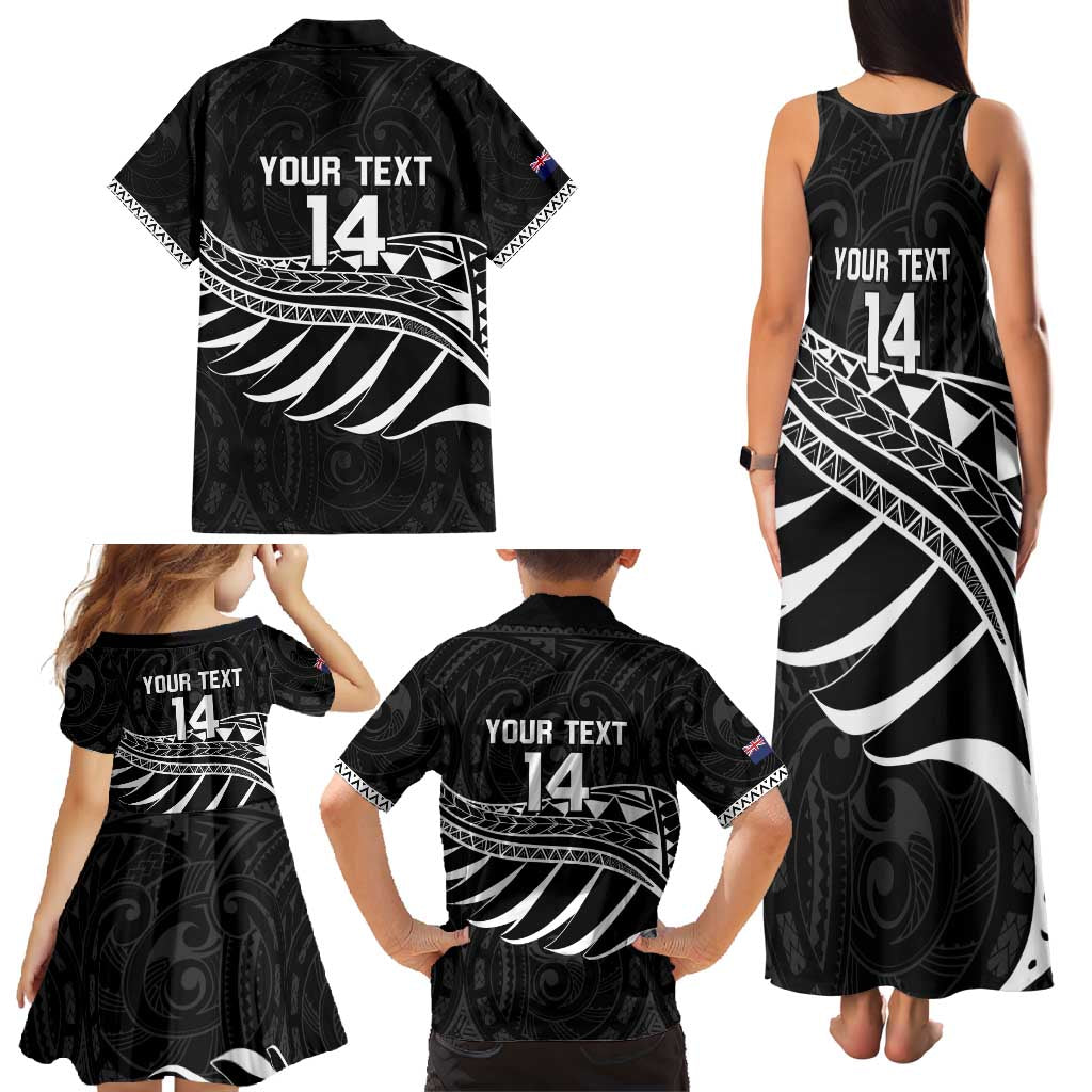 Custom Aotearoa Ice Hockey Family Matching Tank Maxi Dress and Hawaiian Shirt NZ Tiki Mascot - Maori Pattern