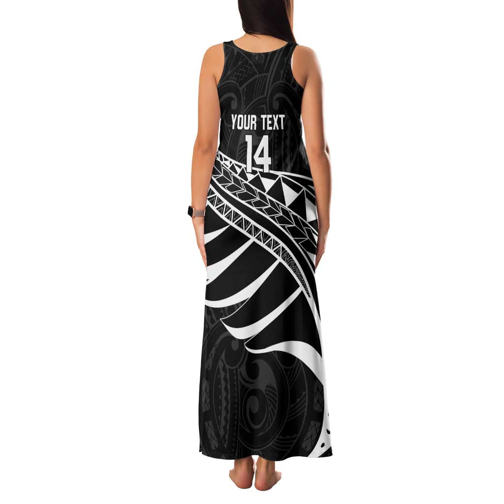 Custom Aotearoa Ice Hockey Family Matching Tank Maxi Dress and Hawaiian Shirt NZ Tiki Mascot - Maori Pattern