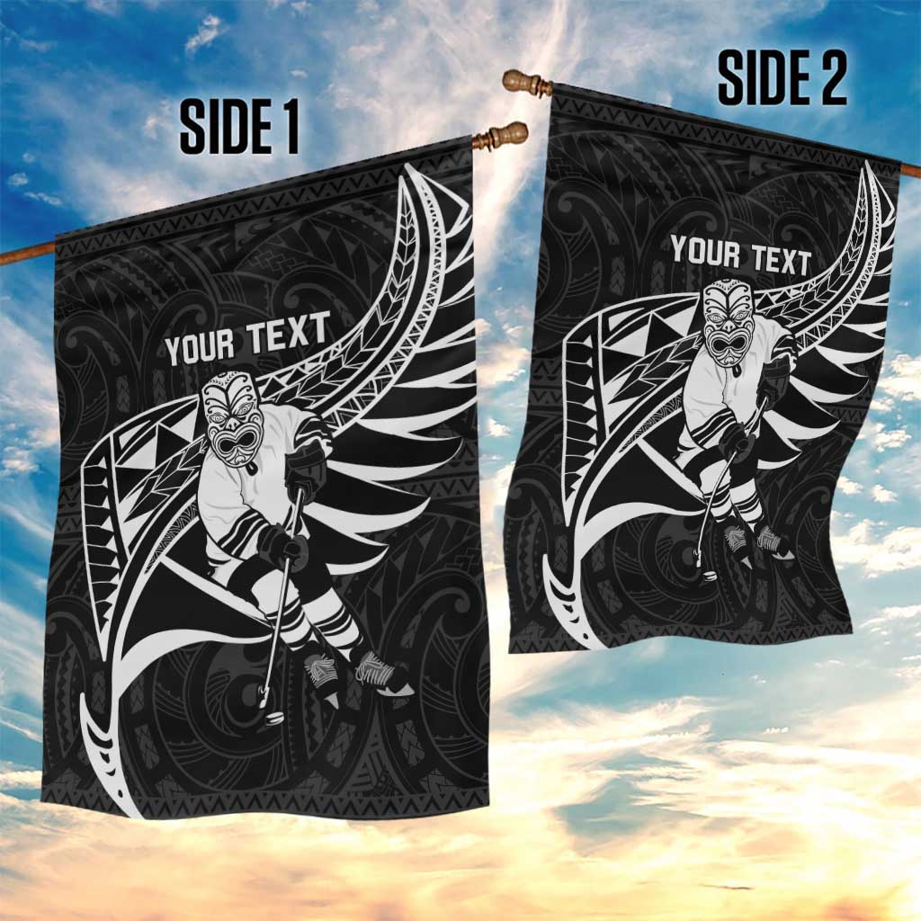 Custom Aotearoa Ice Hockey Garden Flag NZ Tiki Mascot - Maori Pattern - Vibe Hoodie Shop