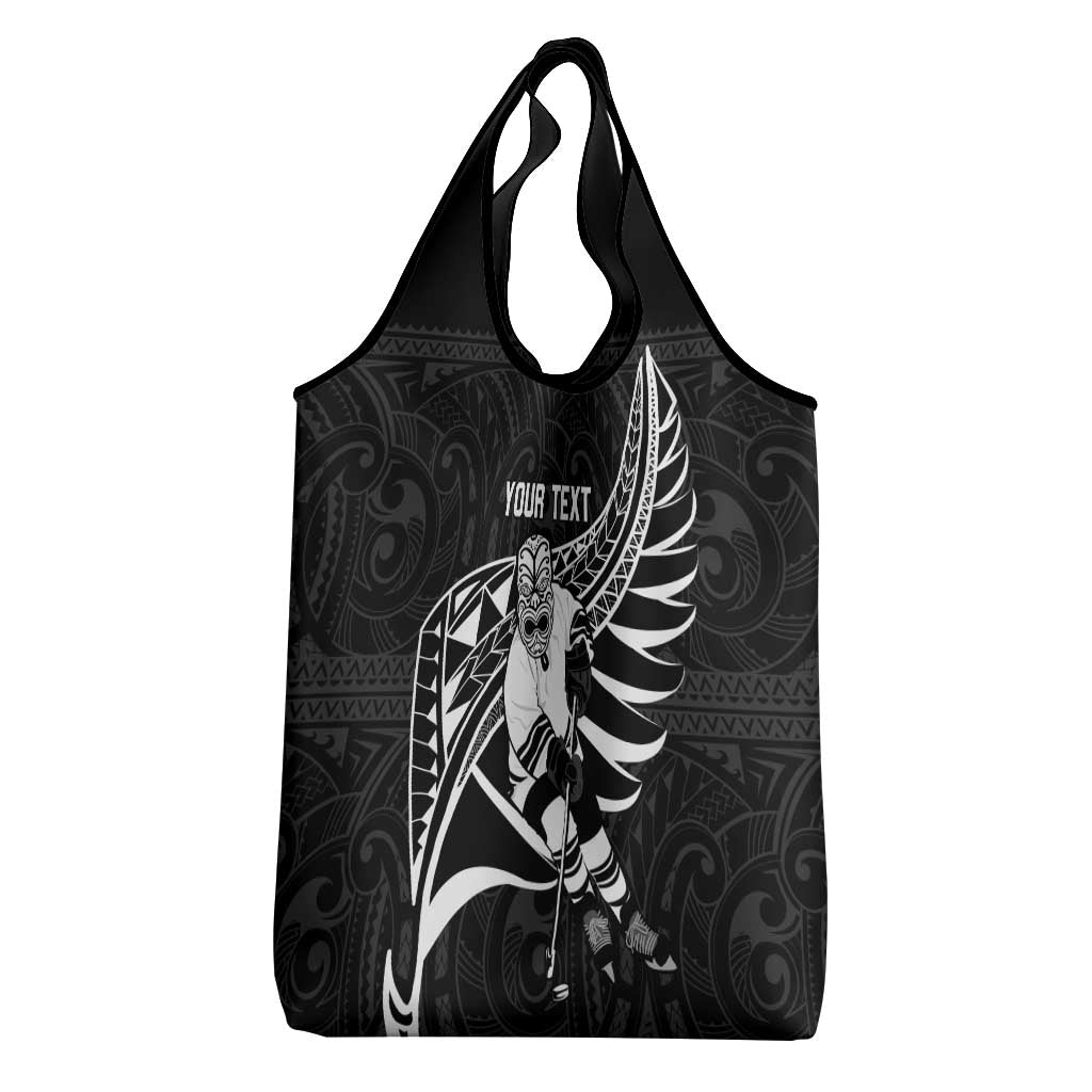 Custom Aotearoa Ice Hockey Grocery Bag NZ Tiki Mascot - Maori Pattern