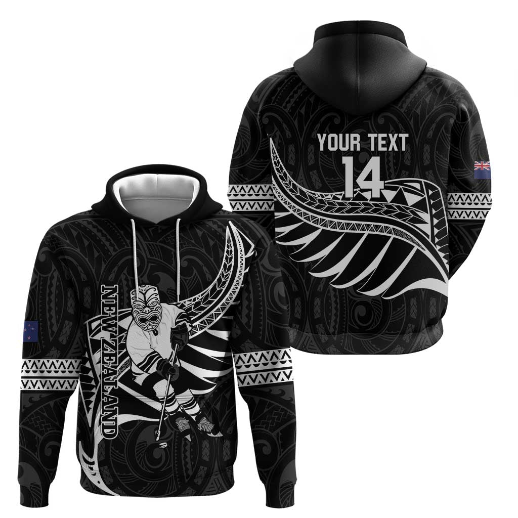 Custom Aotearoa Ice Hockey Hoodie NZ Tiki Mascot - Maori Pattern - Vibe Hoodie Shop