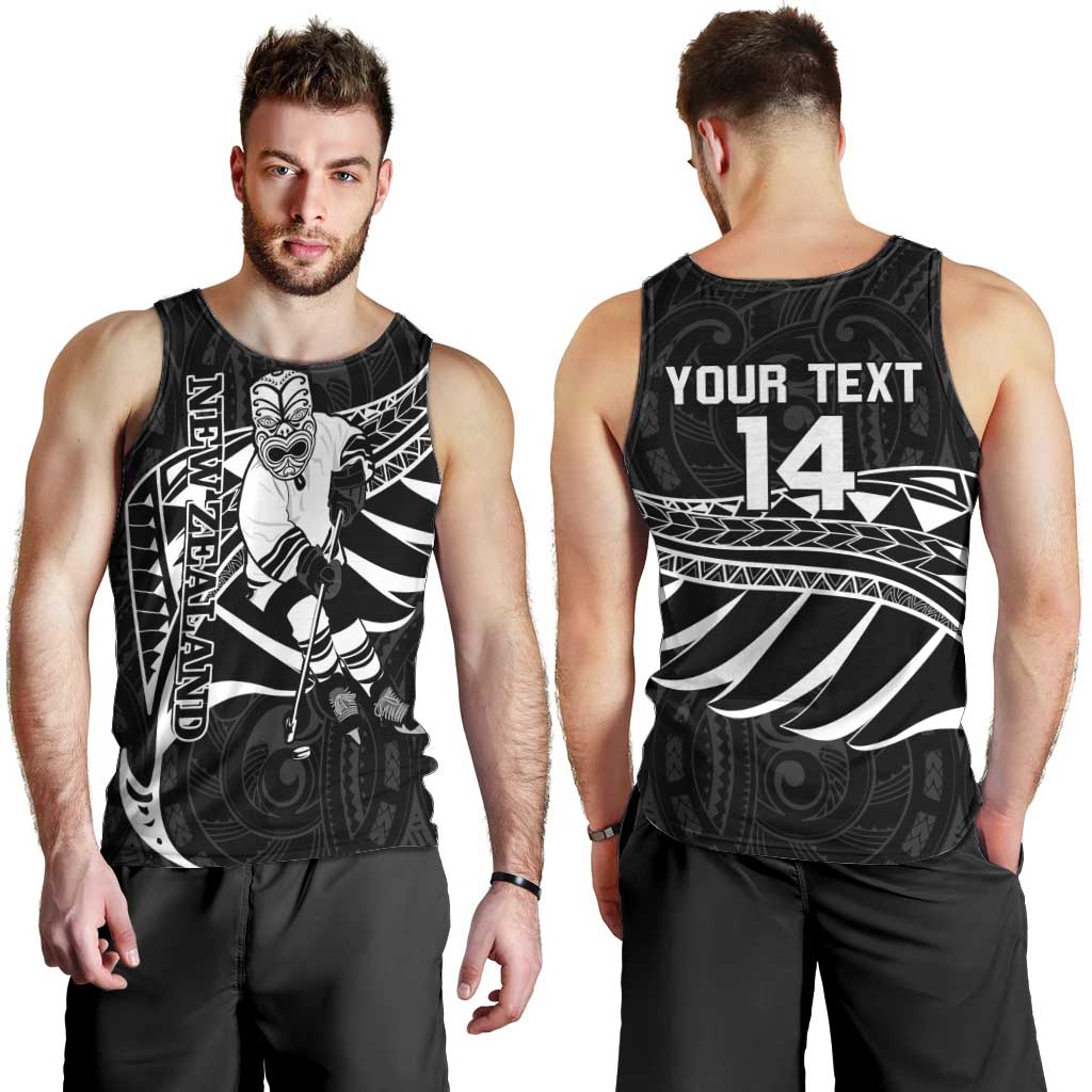 Custom Aotearoa Ice Hockey Men Tank Top NZ Tiki Mascot - Maori Pattern - Vibe Hoodie Shop