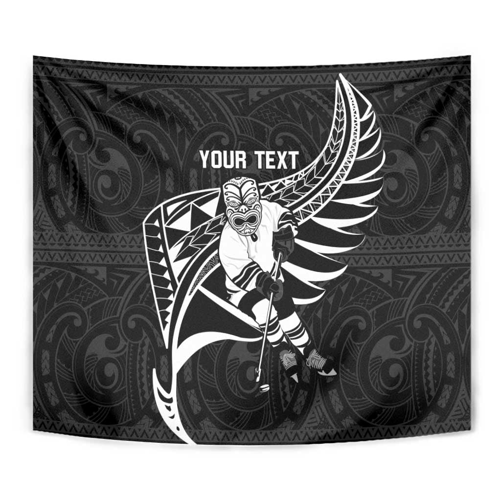 Custom Aotearoa Ice Hockey Tapestry NZ Tiki Mascot - Maori Pattern - Vibe Hoodie Shop