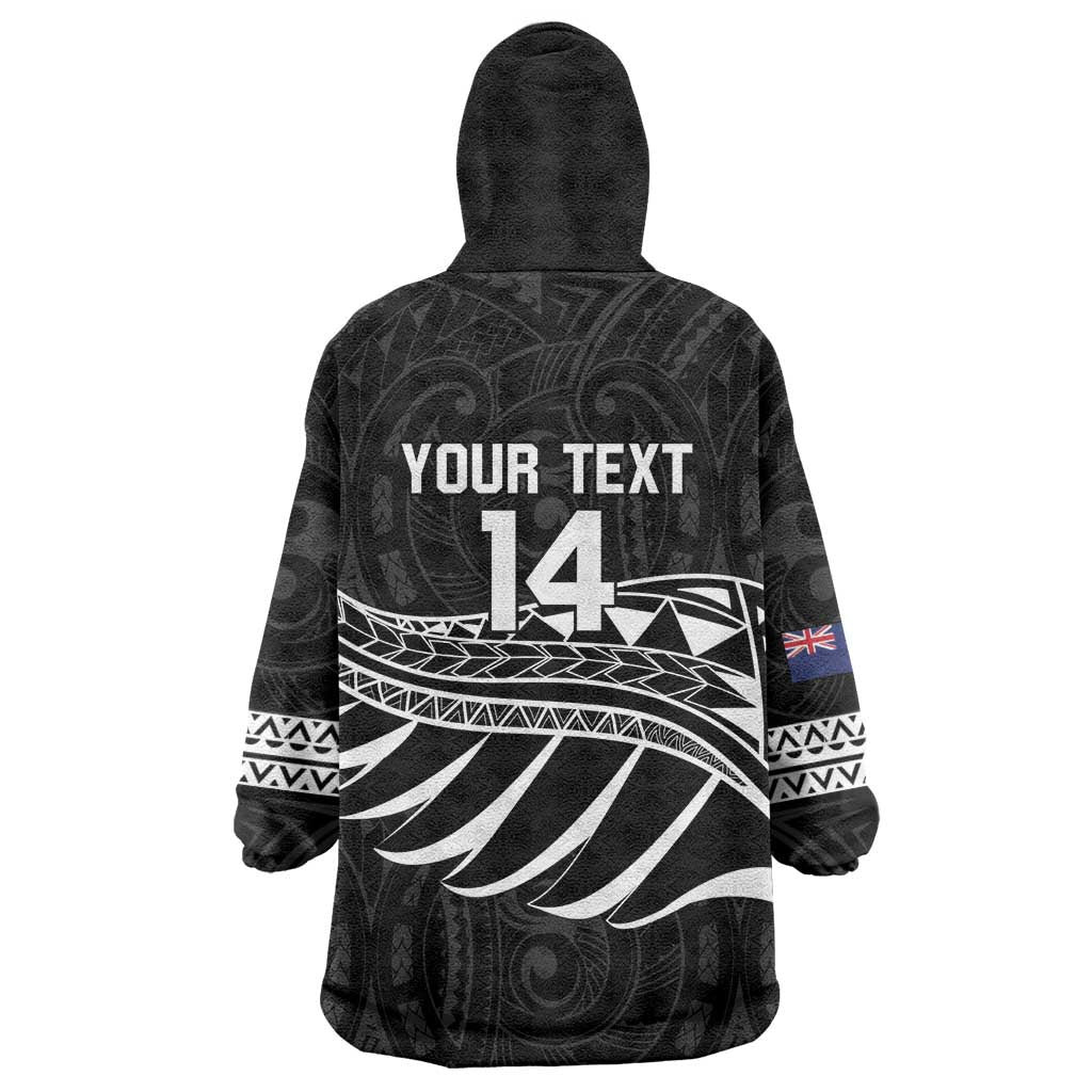 Custom Aotearoa Ice Hockey Wearable Blanket Hoodie NZ Tiki Mascot - Maori Pattern - Vibe Hoodie Shop