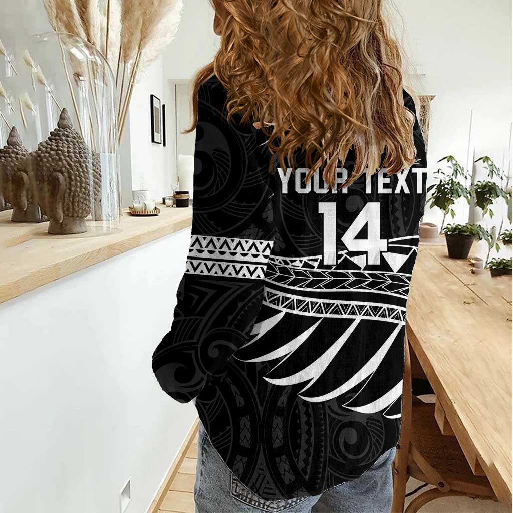 Custom Aotearoa Ice Hockey Women Casual Shirt NZ Tiki Mascot - Maori Pattern - Vibe Hoodie Shop