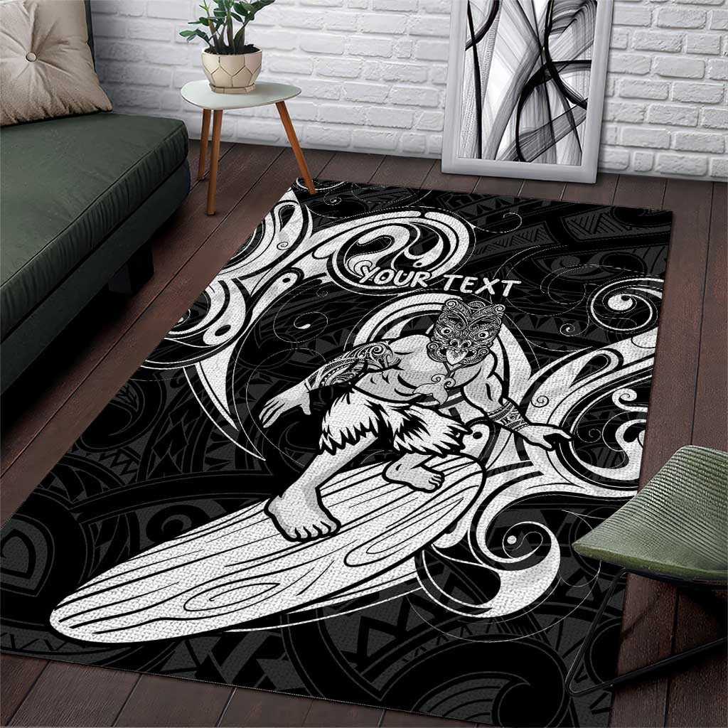 Personalised New Zealand Surfing Area Rug Aotearoa Maori Tiki Haka - Vibe Hoodie Shop