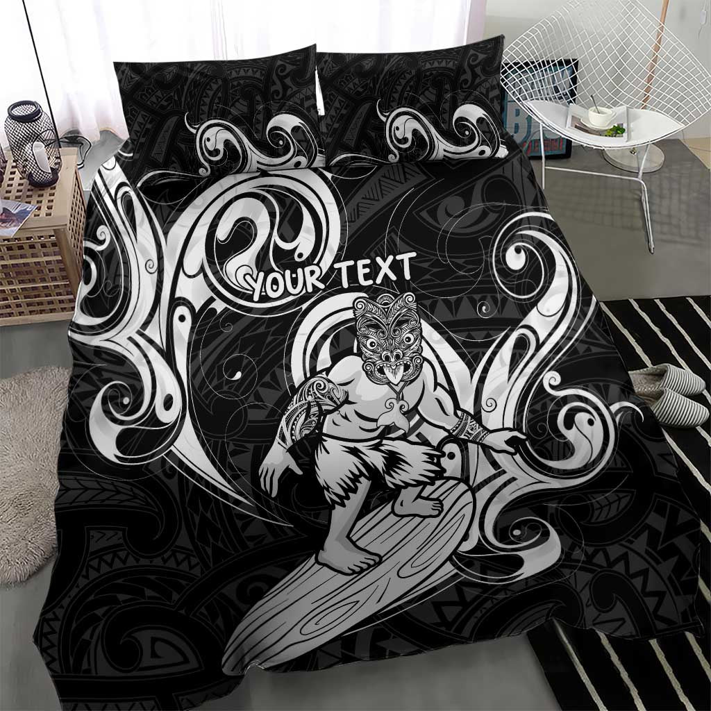Personalised New Zealand Surfing Bedding Set Aotearoa Maori Tiki Haka - Vibe Hoodie Shop