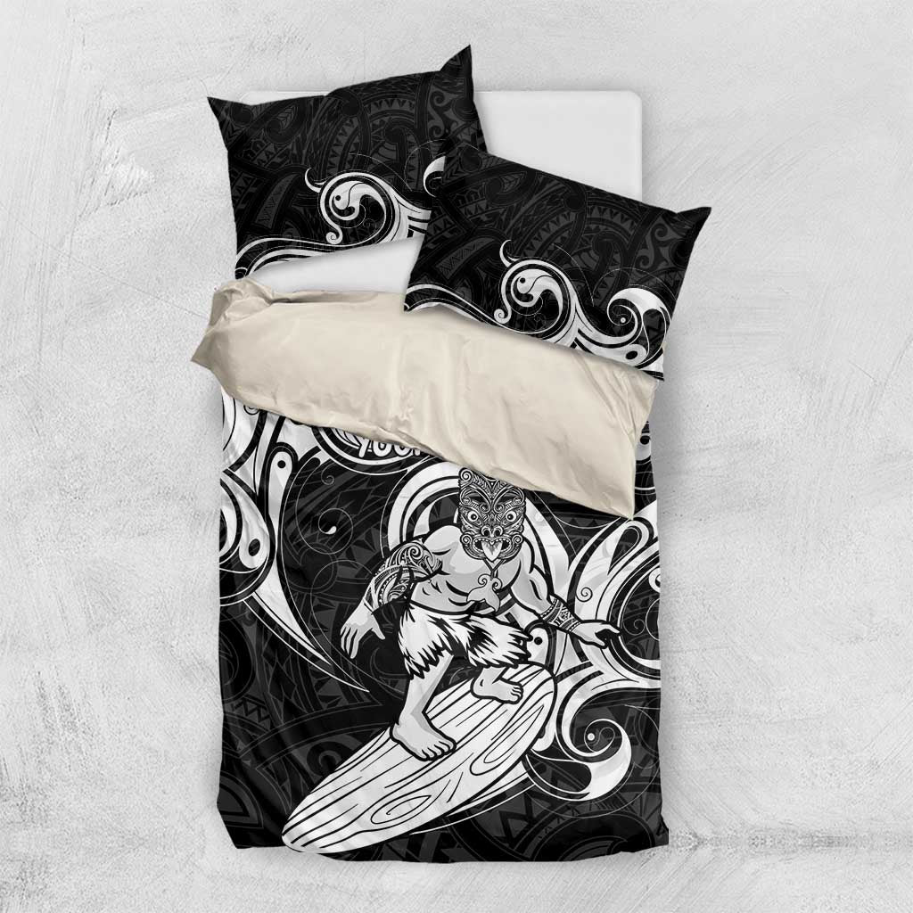 Personalised New Zealand Surfing Bedding Set Aotearoa Maori Tiki Haka - Vibe Hoodie Shop