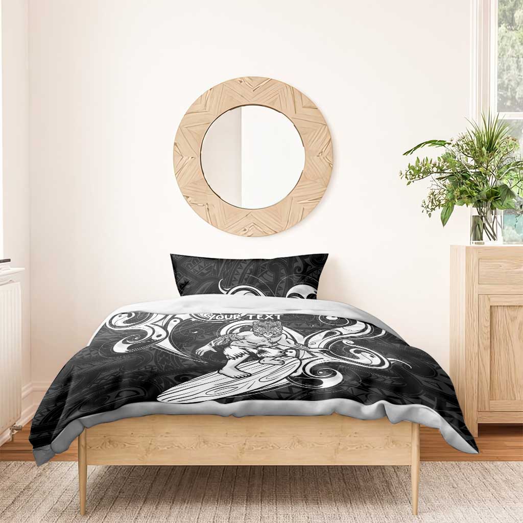 Personalised New Zealand Surfing Bedding Set Aotearoa Maori Tiki Haka - Vibe Hoodie Shop