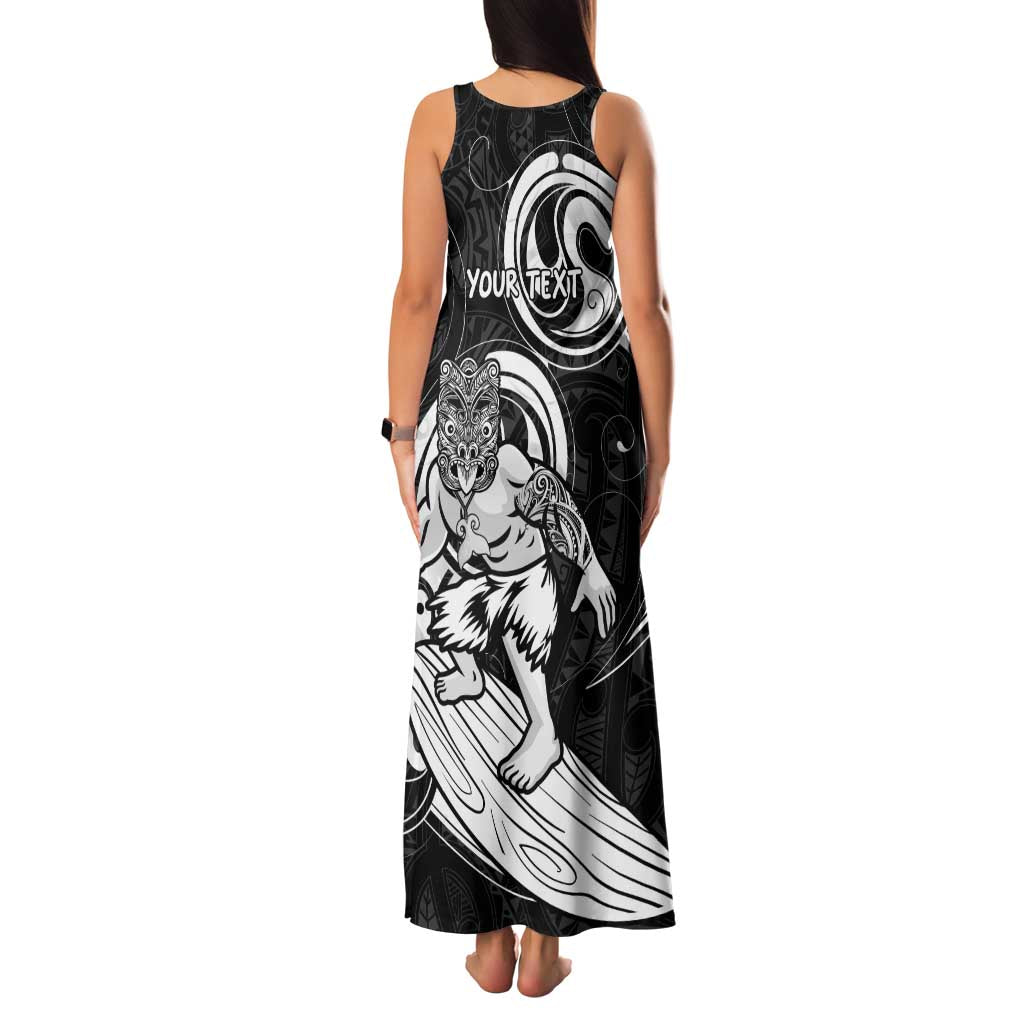 Personalised New Zealand Surfing Family Matching Tank Maxi Dress and Hawaiian Shirt Aotearoa Maori Tiki Haka