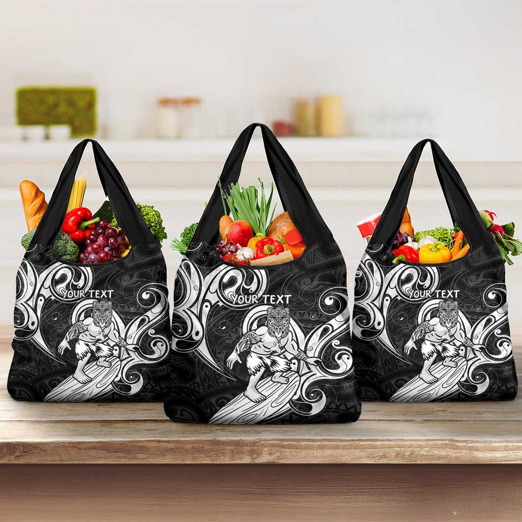 Personalised New Zealand Surfing Grocery Bag Aotearoa Maori Tiki Haka