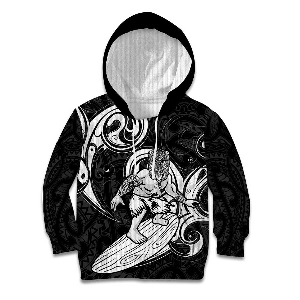 Personalised New Zealand Surfing Kid Hoodie Aotearoa Maori Tiki Haka - Vibe Hoodie Shop