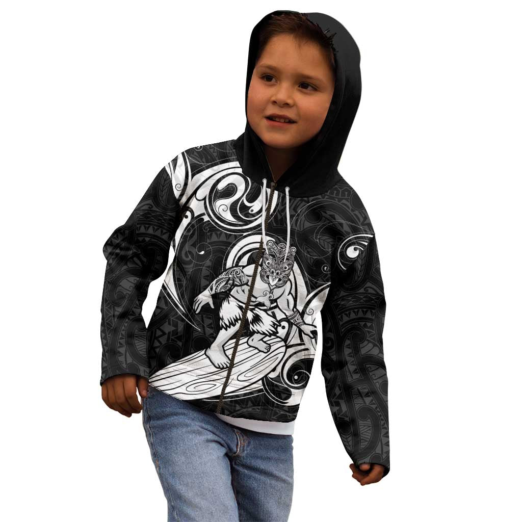 Personalised New Zealand Surfing Kid Hoodie Aotearoa Maori Tiki Haka - Vibe Hoodie Shop