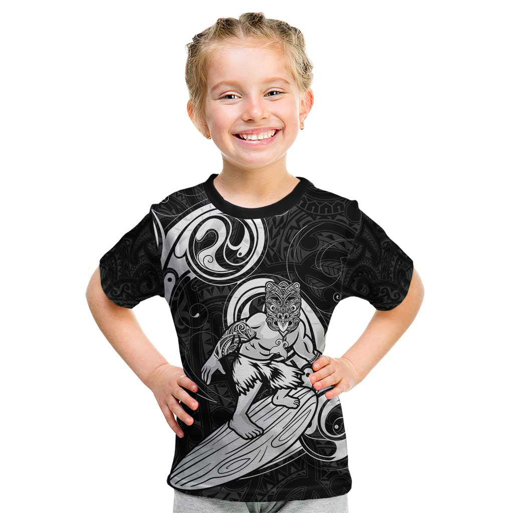 Personalised New Zealand Surfing Kid T Shirt Aotearoa Maori Tiki Haka - Vibe Hoodie Shop